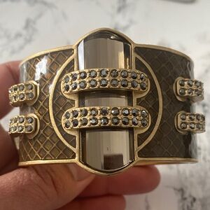 Lia Sophia Gold and Brown Cuff Bangle